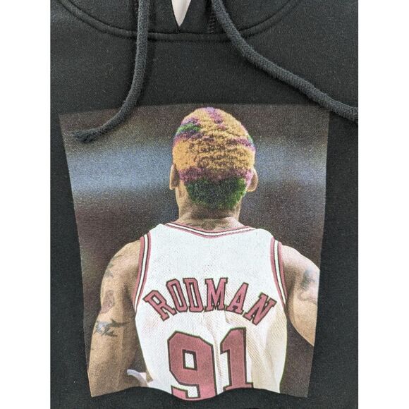Mitchell & Ness Pacsun Dennis Rodman Black Graphic Hoodie Sweatshirt, Medium - Picture 4 of 8